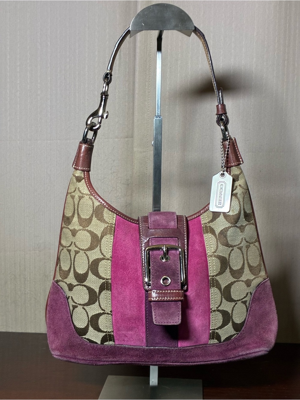 Coach Suede Leather Hobo Shoulder Bag
